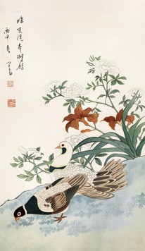 溥儒 1952年作 朱竹图 镜心
